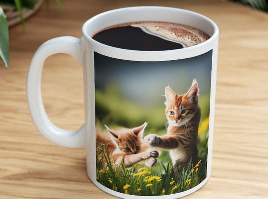 Adorable Double-Sided Orange Kittens Ceramic Coffee Mug 11oz