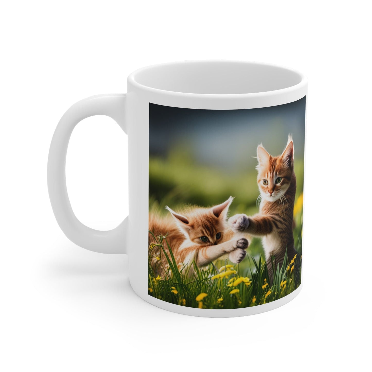 Adorable Double-Sided Orange Kittens Ceramic Coffee Mug 11oz