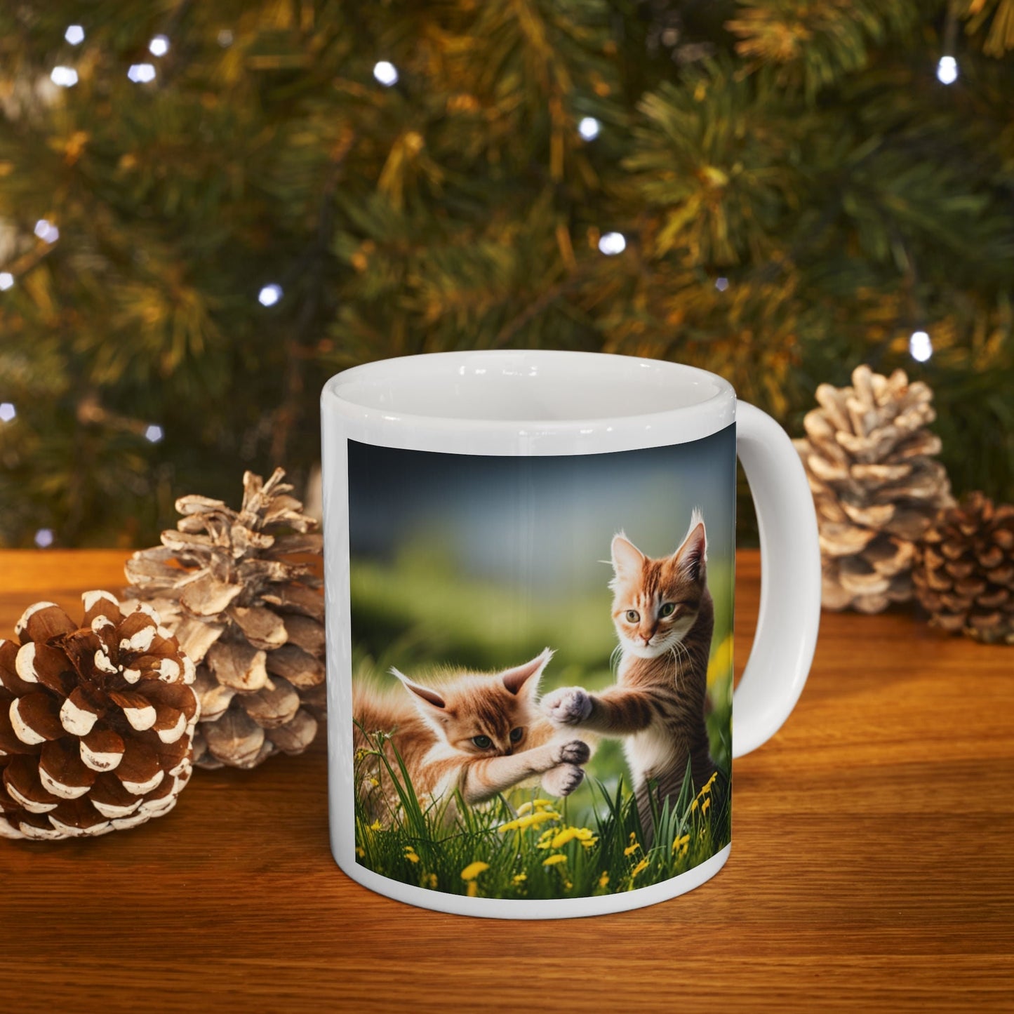 Adorable Double-Sided Orange Kittens Ceramic Coffee Mug 11oz