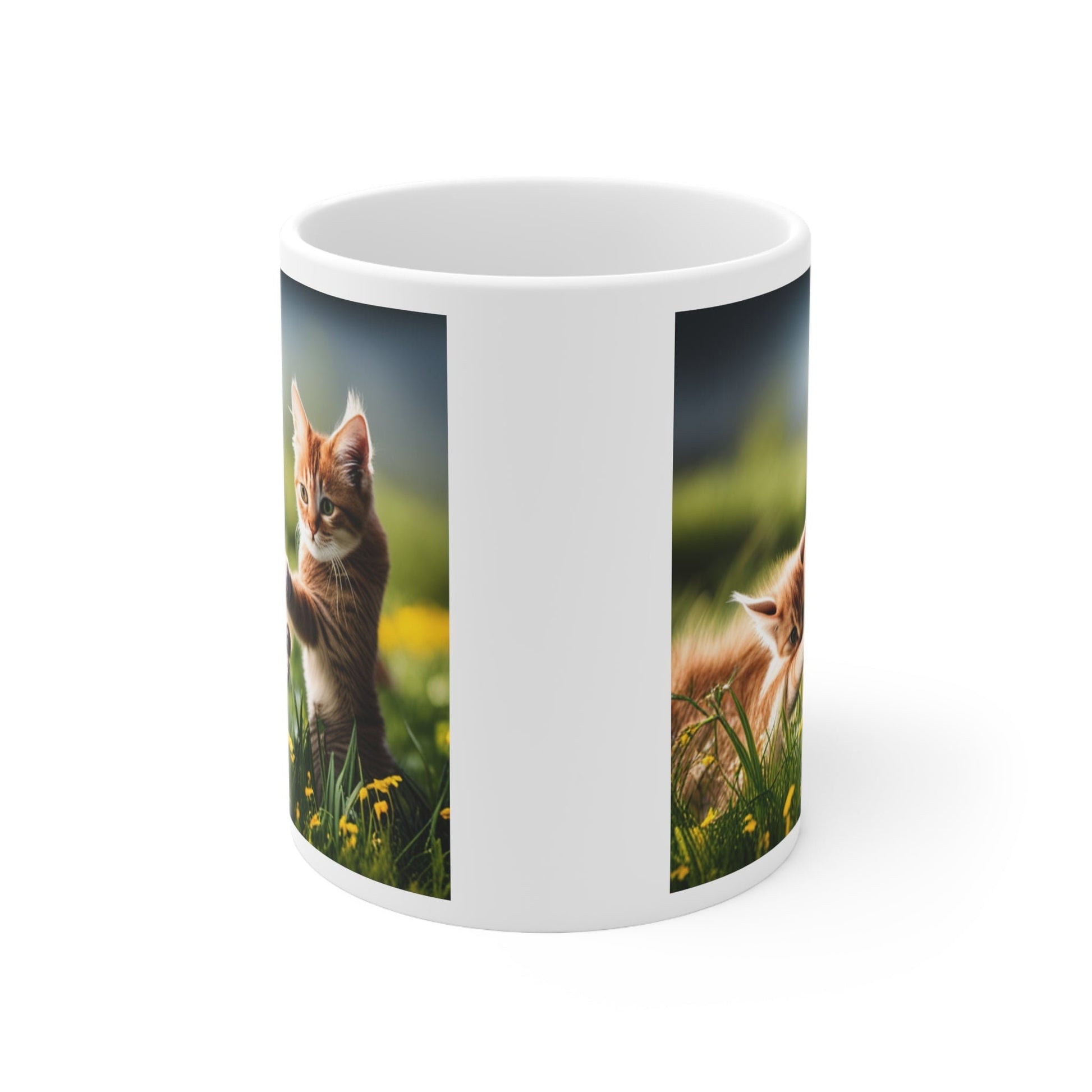 Adorable Double-Sided Orange Kittens Ceramic Coffee Mug 11oz