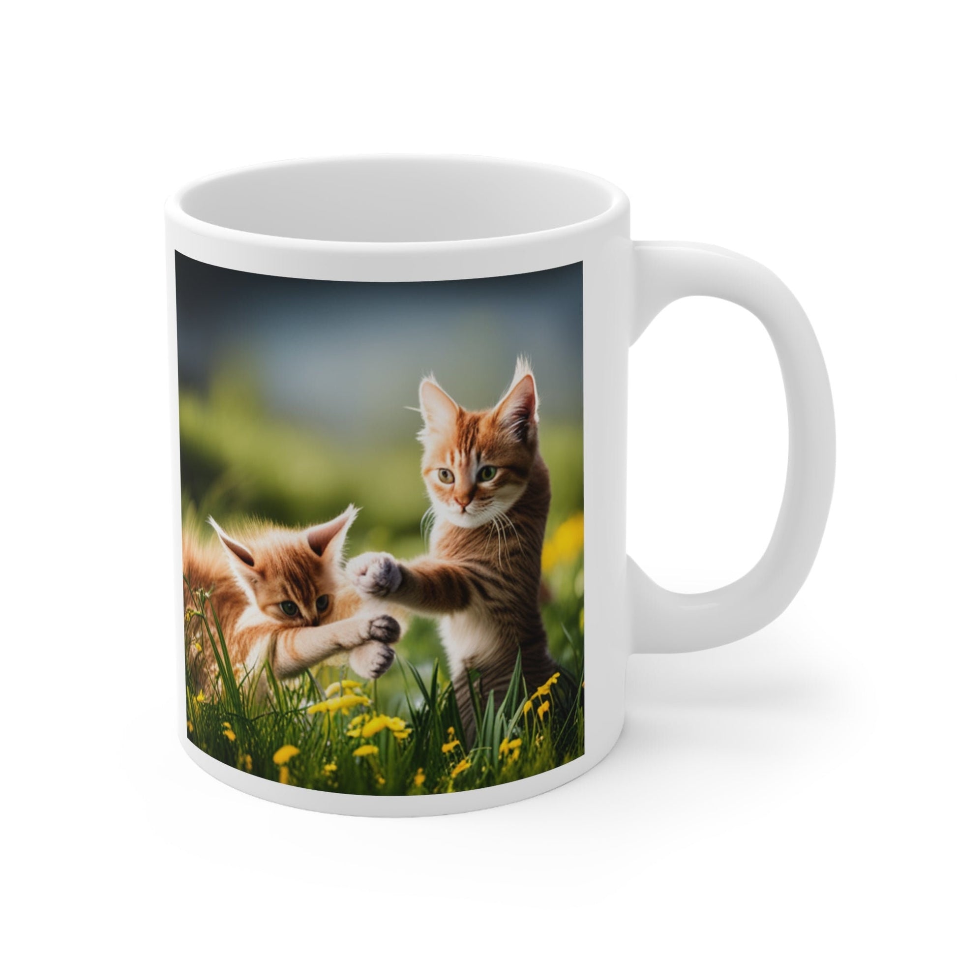 Adorable Double-Sided Orange Kittens Ceramic Coffee Mug 11oz