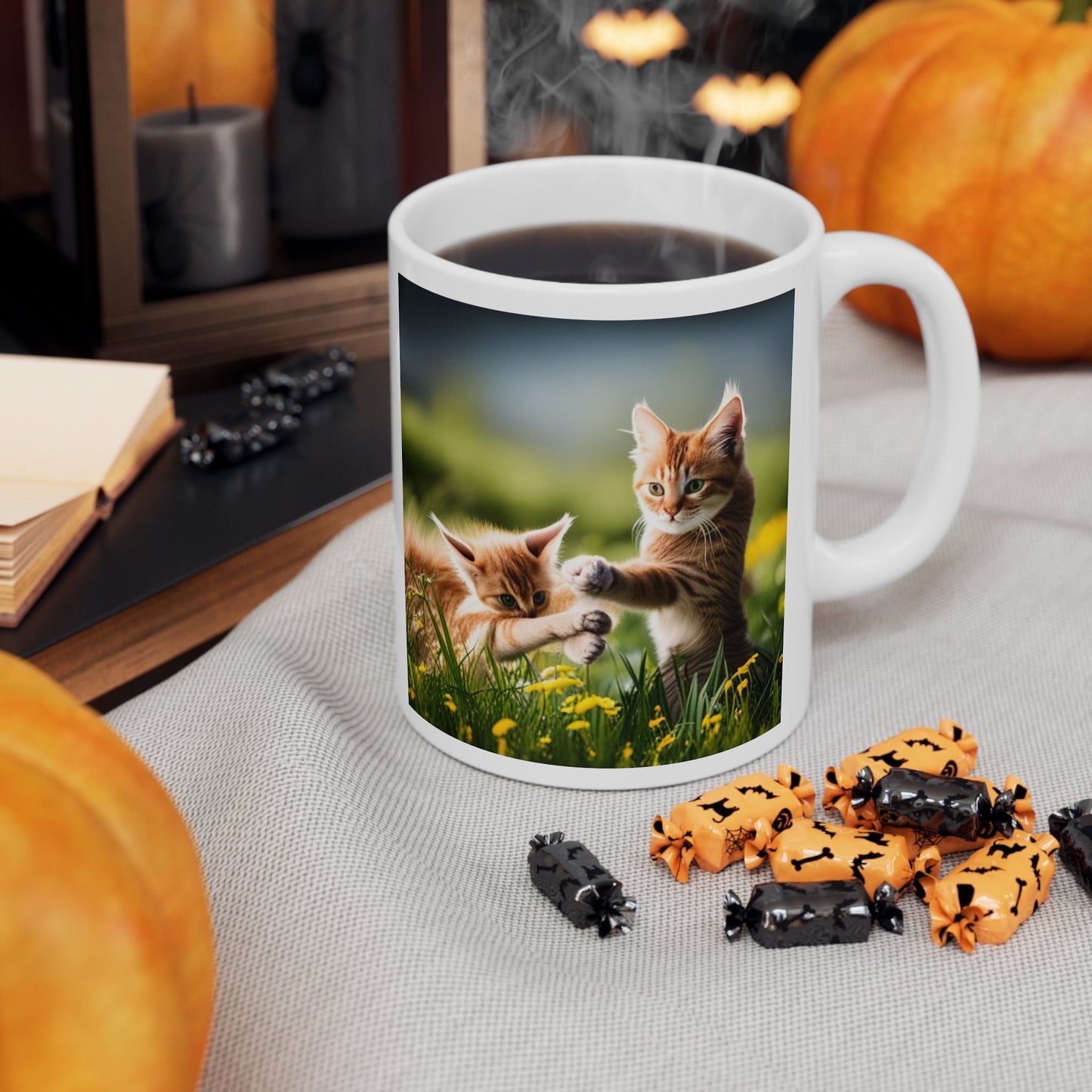 Adorable Double-Sided Orange Kittens Ceramic Coffee Mug 11oz