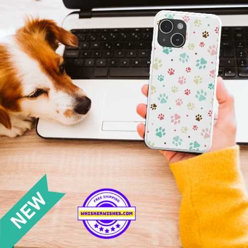 Sleek Colorful Paw Printed Slim Phone Case: Trendy Design for iPhone Models from 7-15