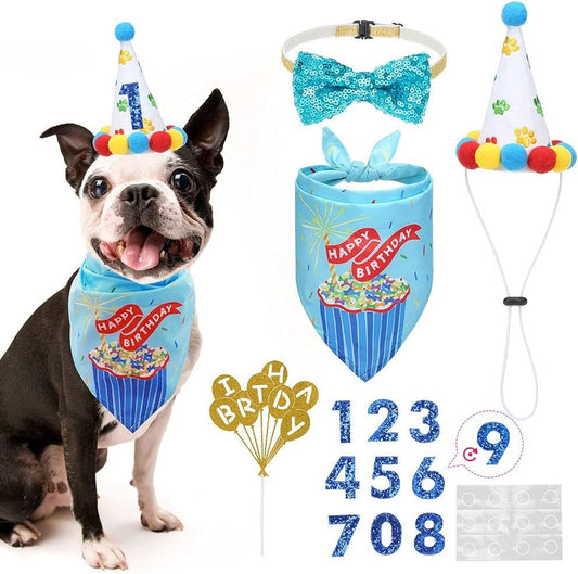 Celebrate Your Pets Special Day: Dog or Cat Birthday Party Pack | Bow Tie | Party Hat | Happy Birthday Bandanna| Gotcha Day | Photo Prop