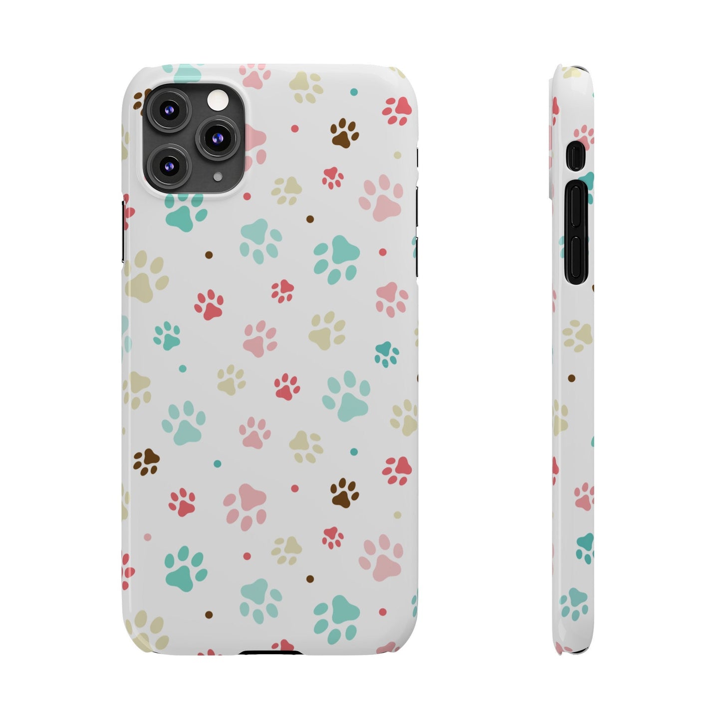 Sleek Paw Printed Sim Phone Case: Trendy Design for iPhone Models 12-15