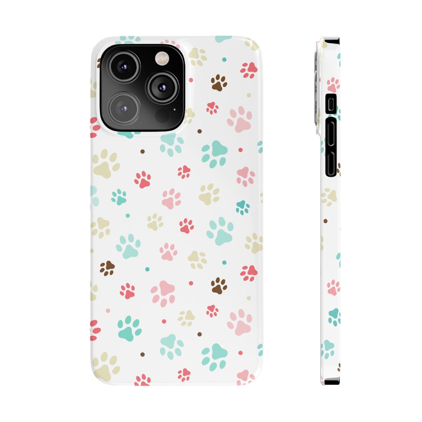 Sleek Paw Printed Sim Phone Case: Trendy Design for iPhone Models 12-15