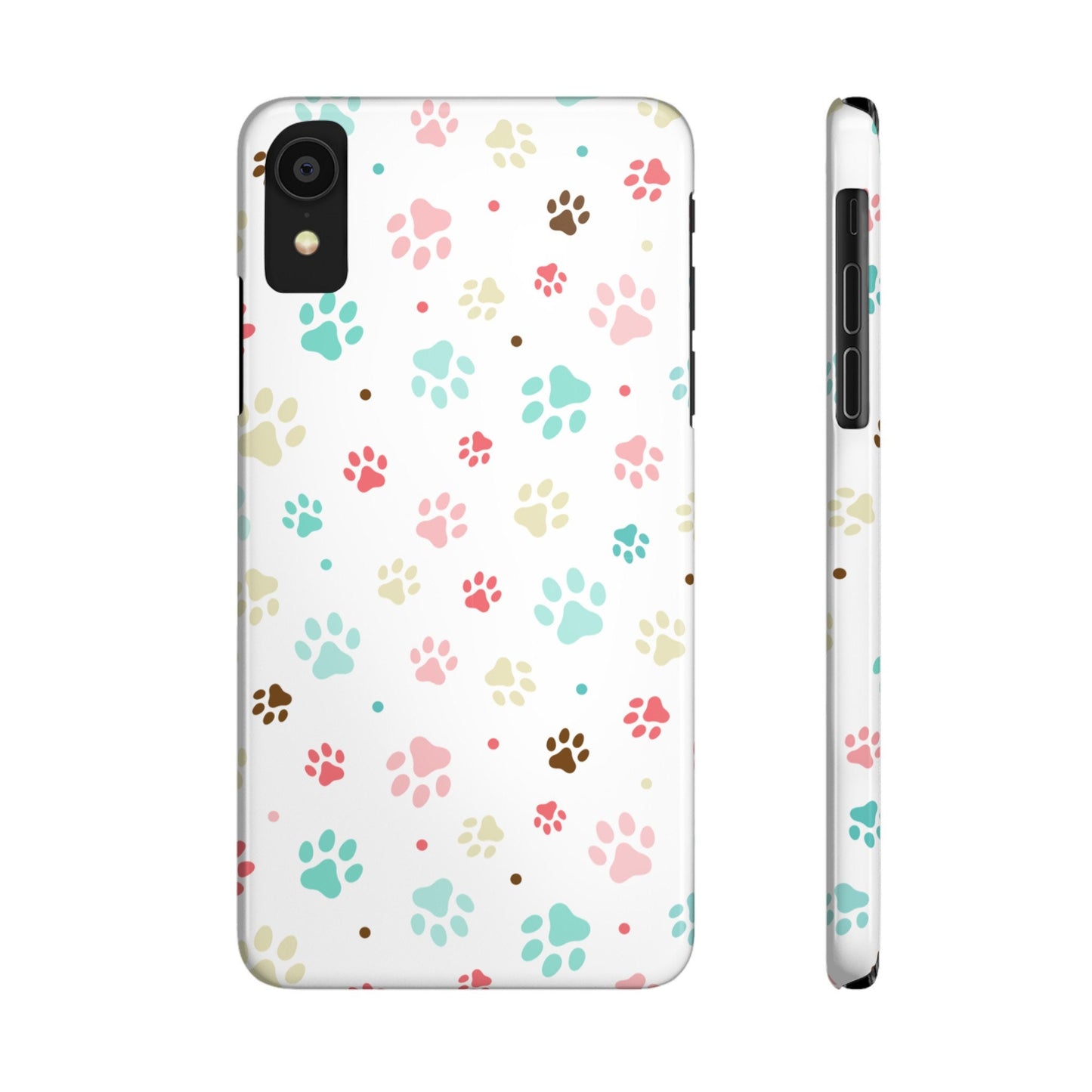 Sleek Paw Printed Sim Phone Case: Trendy Design for iPhone Models 12-15