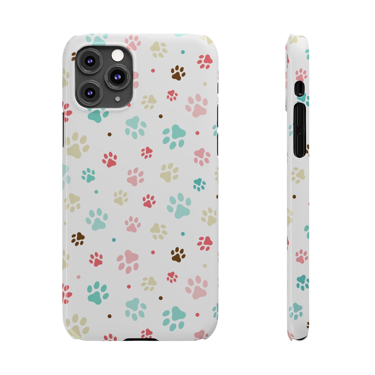 Sleek Paw Printed Sim Phone Case: Trendy Design for iPhone Models 12-15