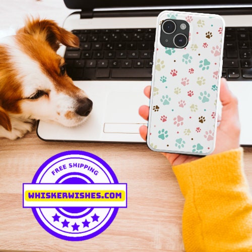 Sleek Paw Printed Sim Phone Case: Trendy Design for iPhone Models 12-15