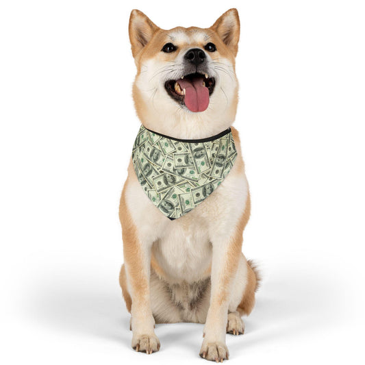 Show Me The Money! One Hundred Dollar Bill Pet Bandana Collar - USA-Printed Unique Money-Themed Cat or Dog Neckwear Accessory