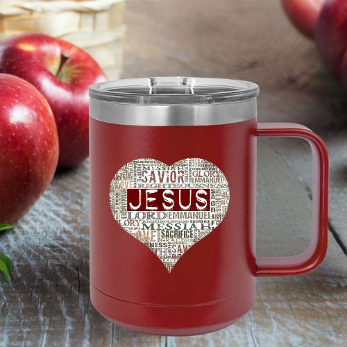 Jesus Heart Love:  Premium Stainless Coffee Mug Tumbler 15oz