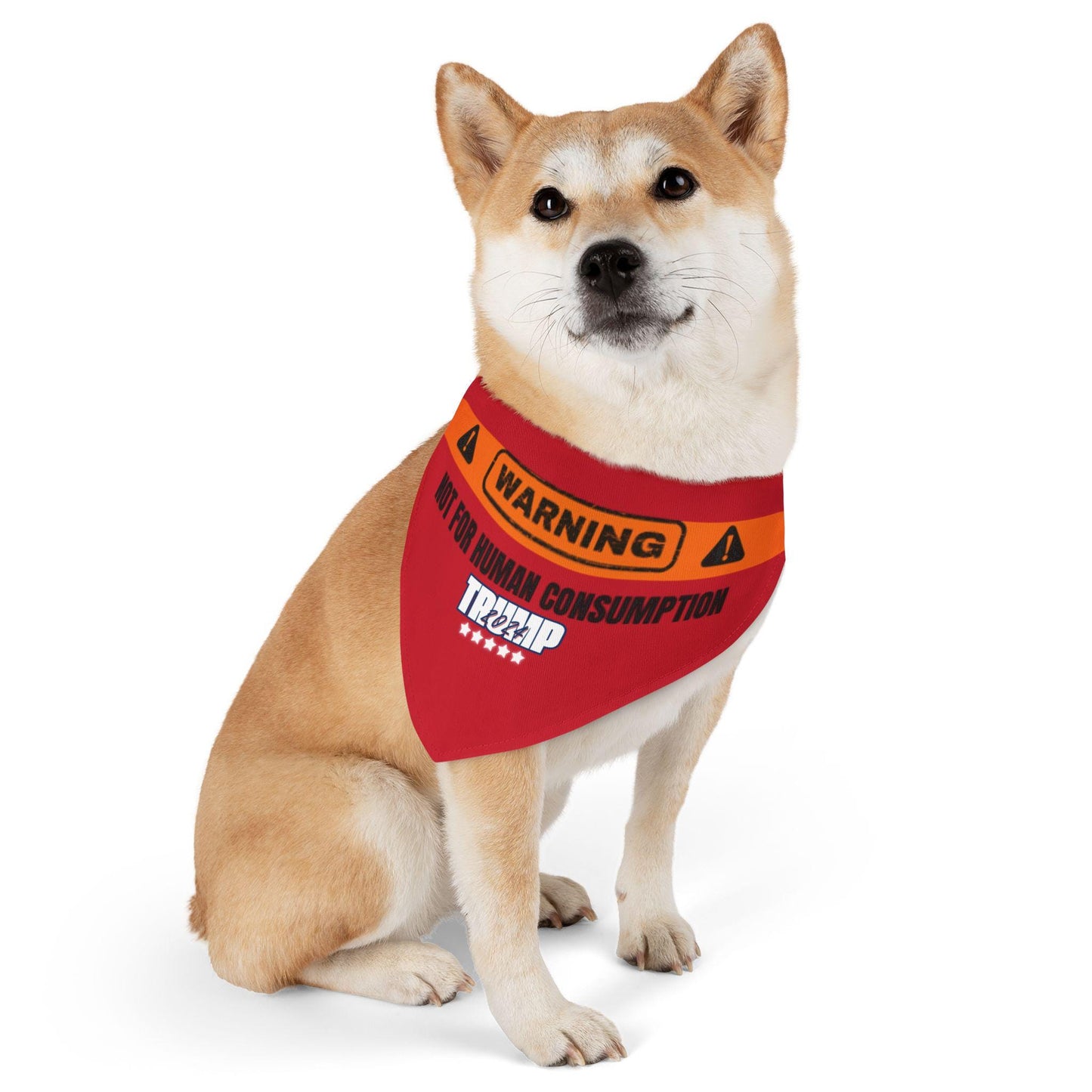 Warning! Not for Human Consumption Trump 2024: Red Pet Bandana Collar - USA-Printed Fun Unique Election Themed Accessory