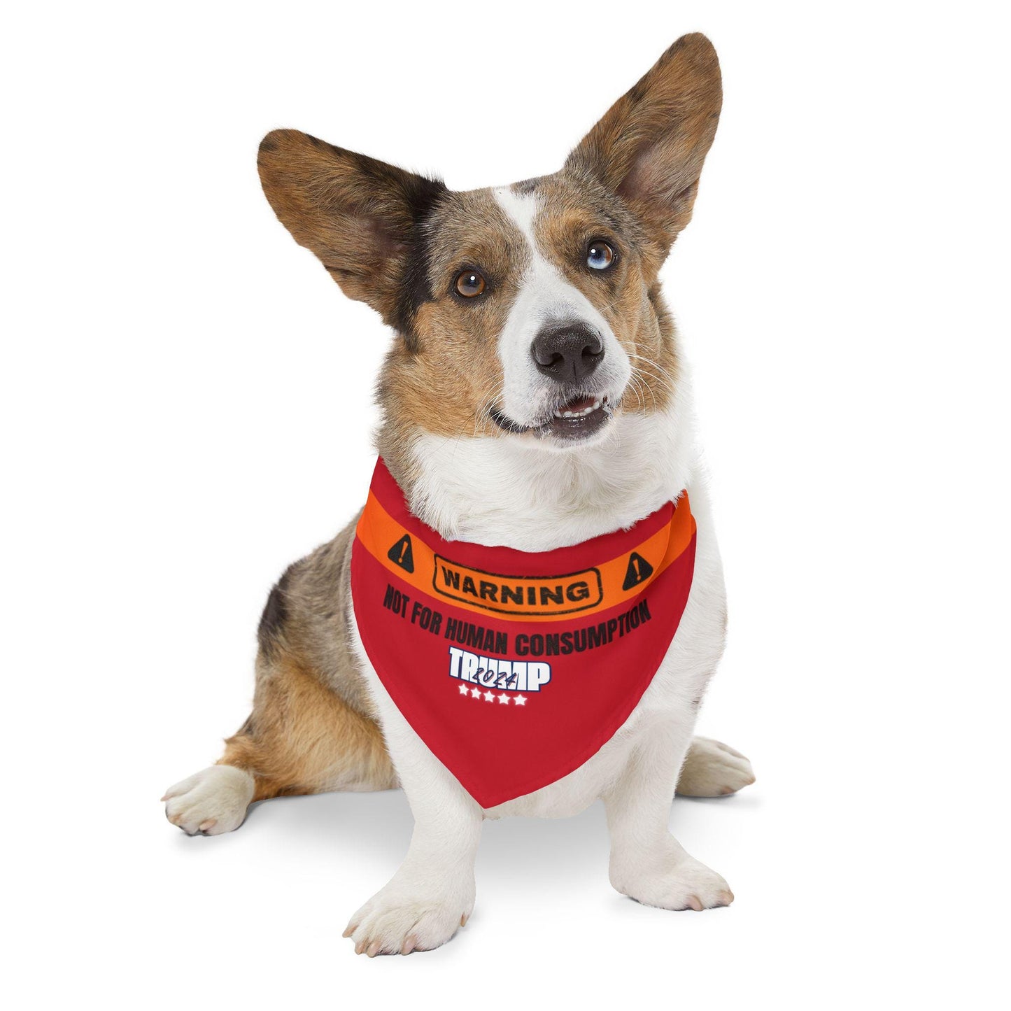 Warning! Not for Human Consumption Trump 2024: Red Pet Bandana Collar - USA-Printed Fun Unique Election Themed Accessory