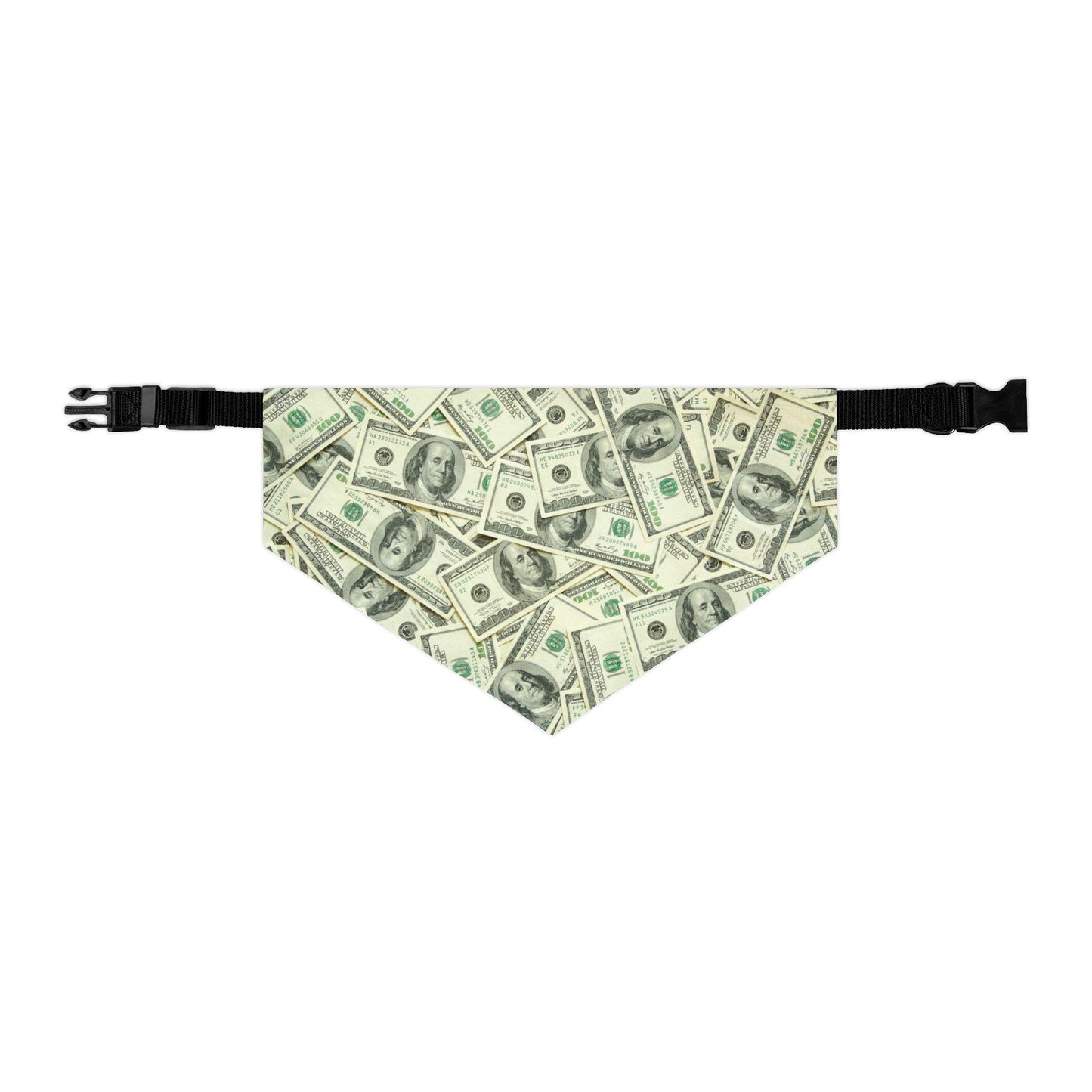 Show Me The Money! One Hundred Dollar Bill Pet Bandana Collar - USA-Printed Unique Money-Themed Cat or Dog Neckwear Accessory