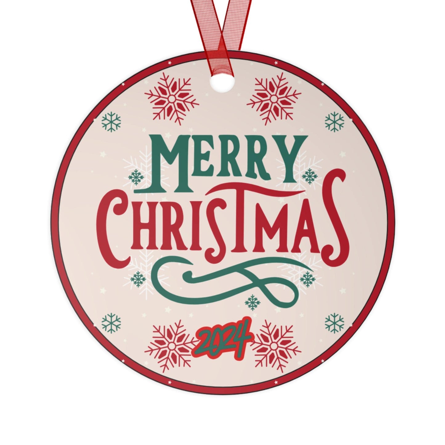 Merry Christmas 2024: Originally Designed Round Metal Christmas Ornaments | Perfect Holiday Decor & Gifts