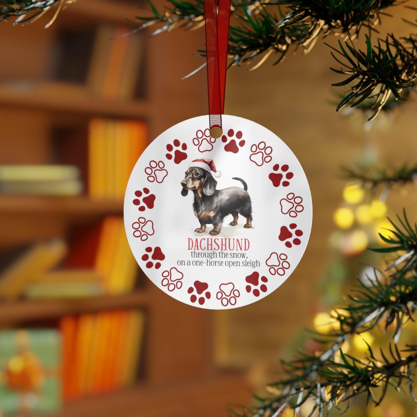 Dachshund Dog Metal Ornaments: Double-Sided Festive Ornament for Dog Lovers, Unique Holiday Gift,  dog mom, Christmas Tree Decor,