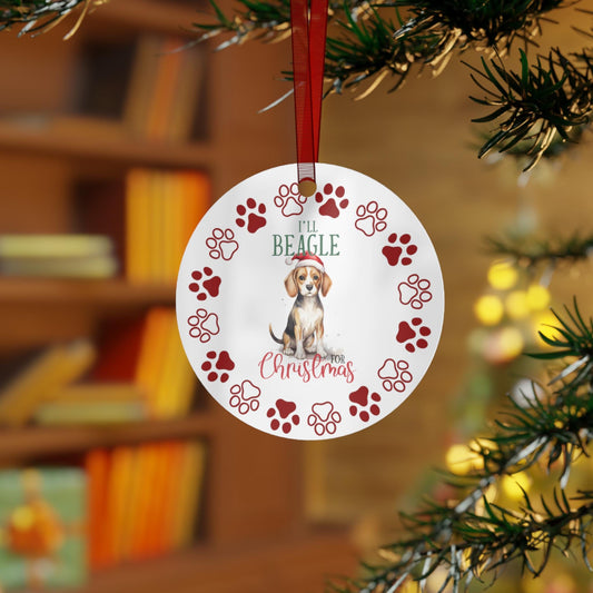 Beagle Dog Metal Ornaments: Double-Sided Festive Ornament for Dog Lovers, Unique Holiday Gift, dog mom, dog dad. Christmas Tree Decor,