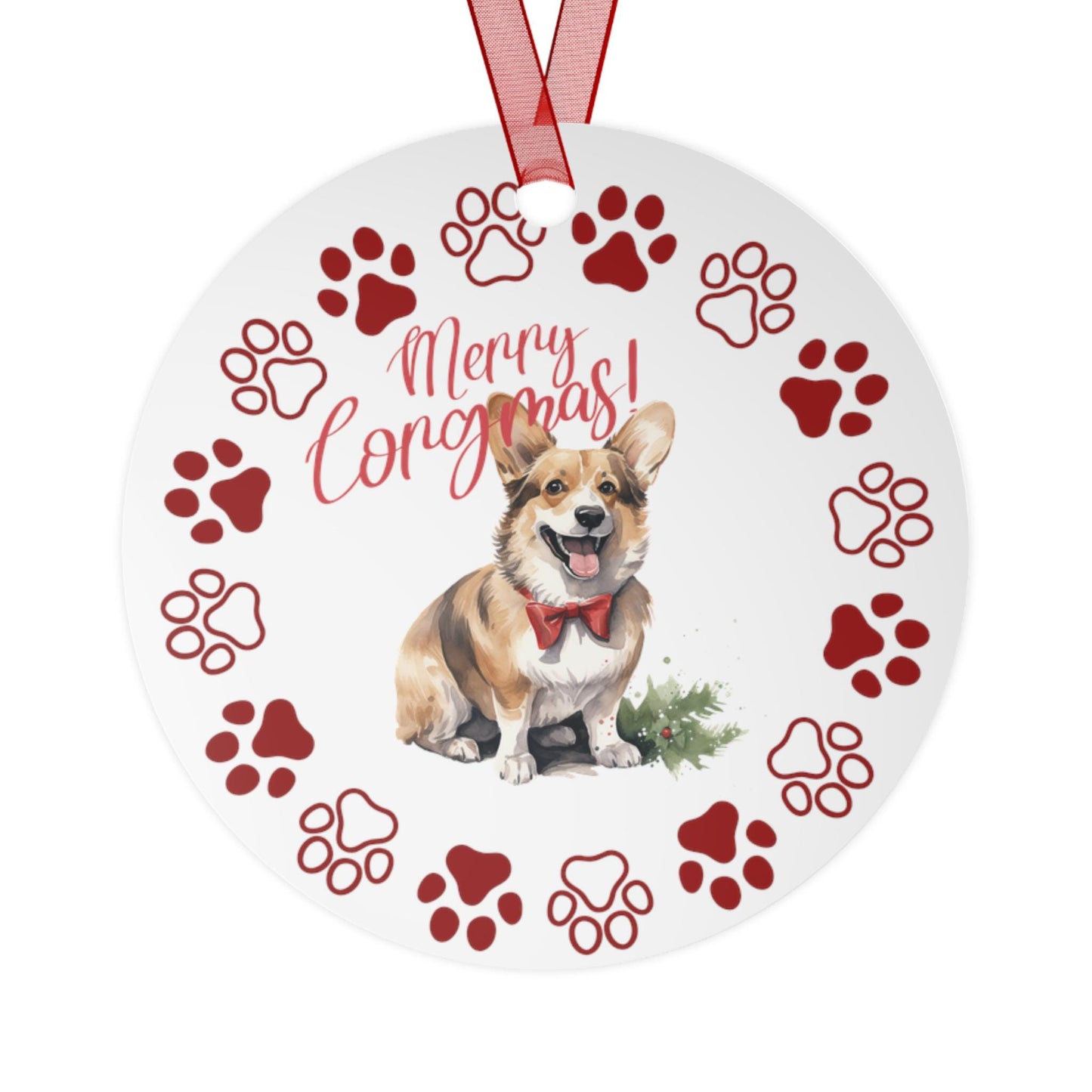 Corgi Metal Ornaments: Double-Sided Festive Ornament for Dog Lovers, Unique Holiday Gift, dog mom,  Christmas Tree Decor,