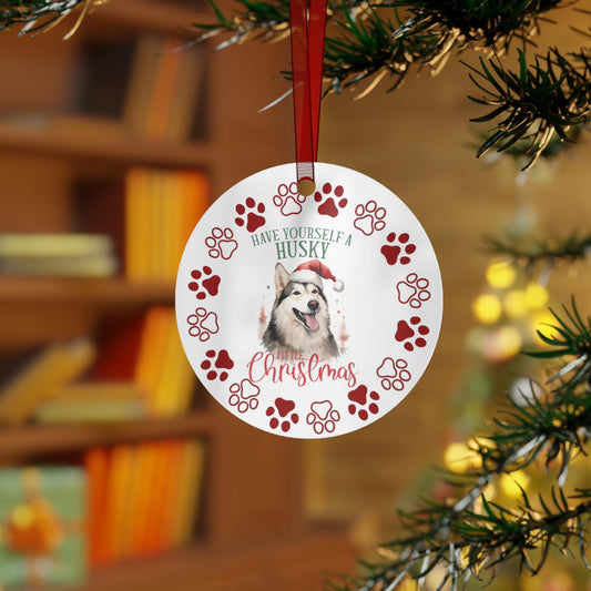 Husky Dog Metal Ornaments: Double-Sided Festive Ornament for Dog Lovers, Unique Holiday Gift, Frenchie dog mom,  Christmas Tree Decor,