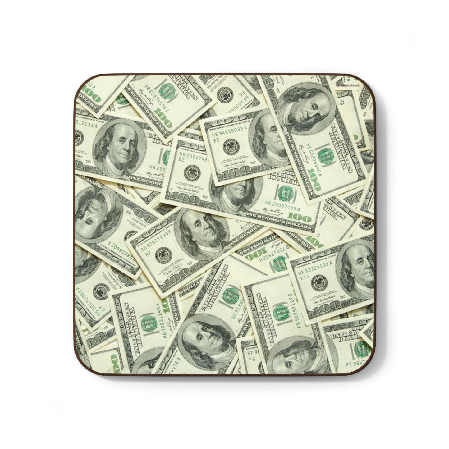 Money Themed Coaster, Drink Mat Coaster, Hundred Dollar Bill Design, Unique Gift, Home Decor, Stocking Stuffer