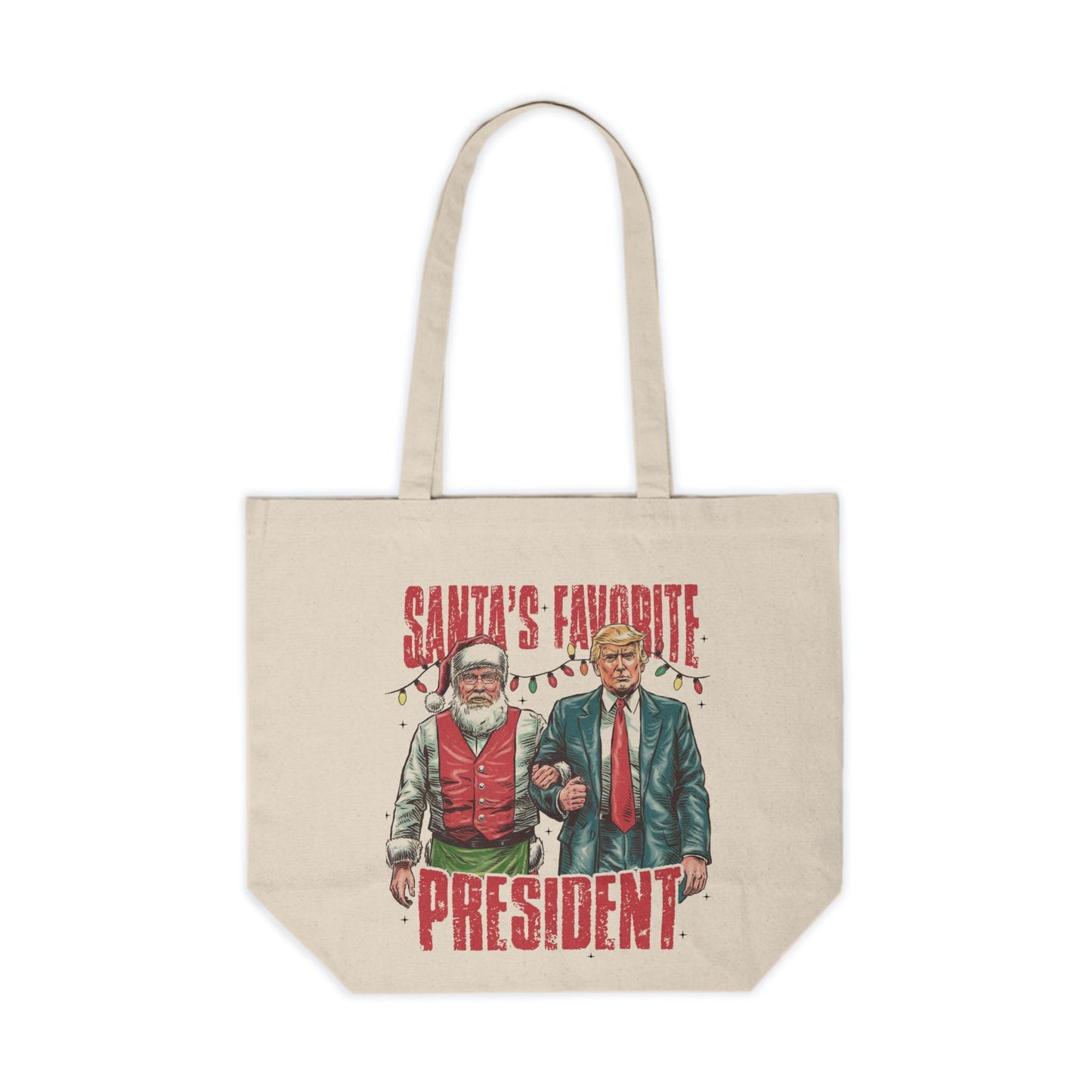 Christmas Canvas Shopping Tote Bag, Festive Gift for Holidays, Reusable Eco-Friendly Santa's Favorite President Design ,TRUMP 2024 MAGA