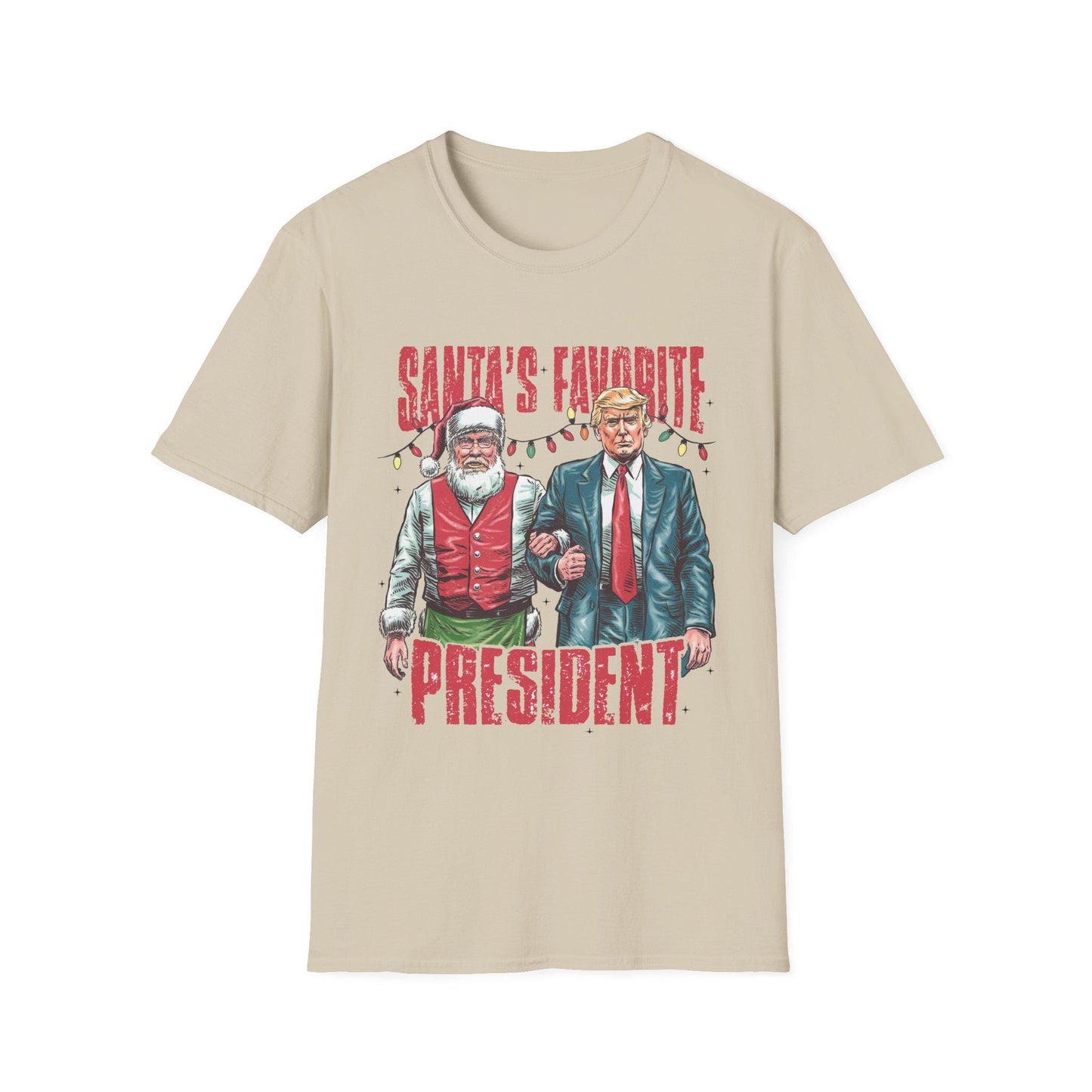 Santa's Favorite President Shirt: Unisex Softstyle T-Shirt, Cute X-mas Fashion, Funny Trump Christmas Party, Santa Claus Tee