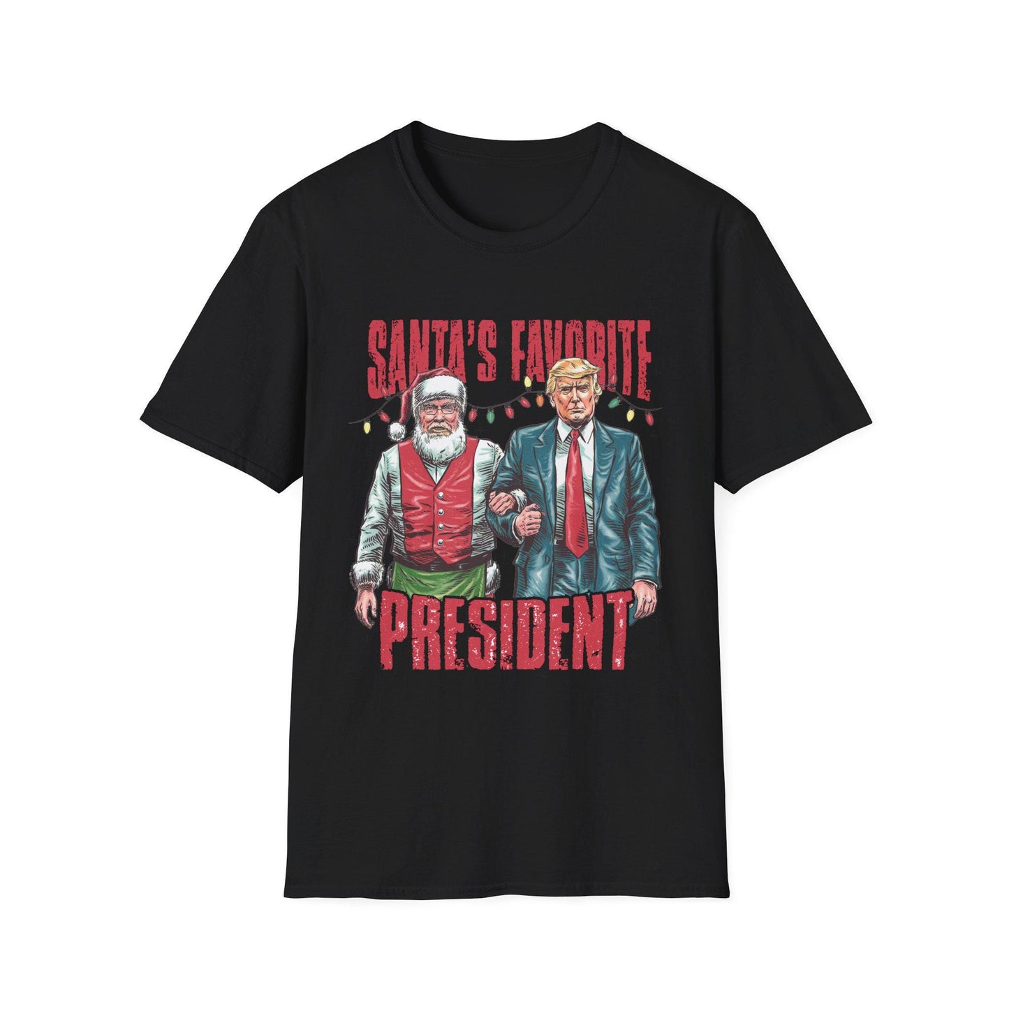 Santa's Favorite President Shirt: Unisex Softstyle T-Shirt, Cute X-mas Fashion, Funny Trump Christmas Party, Santa Claus Tee