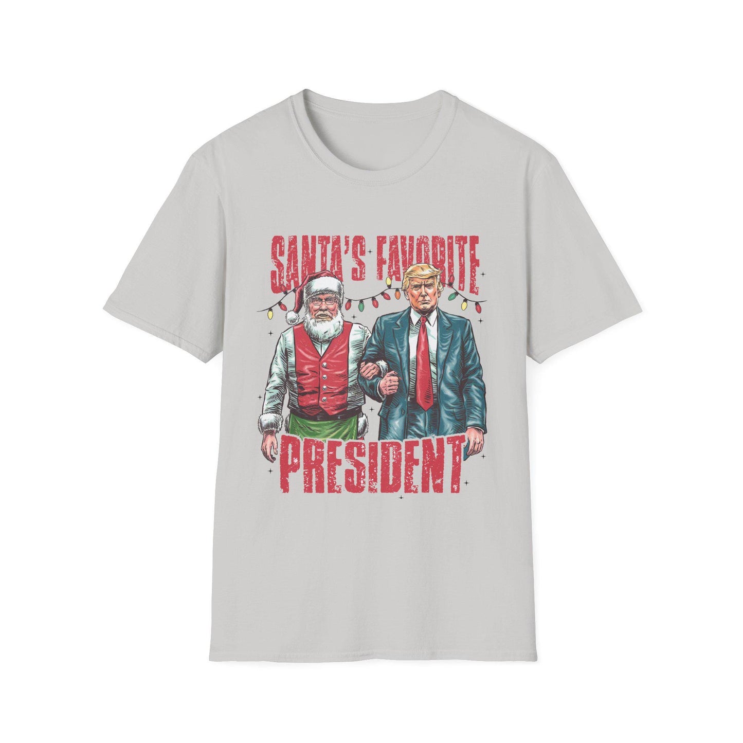 Santa's Favorite President Shirt: Unisex Softstyle T-Shirt, Cute X-mas Fashion, Funny Trump Christmas Party, Santa Claus Tee