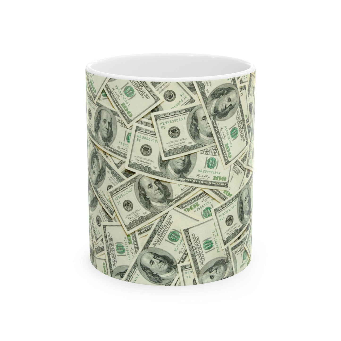 Show Me The Money Ceramic Mug | 11oz Hundred Dollar Bill Themed Coffee Cup | Perfect Gift for Cash Lovers