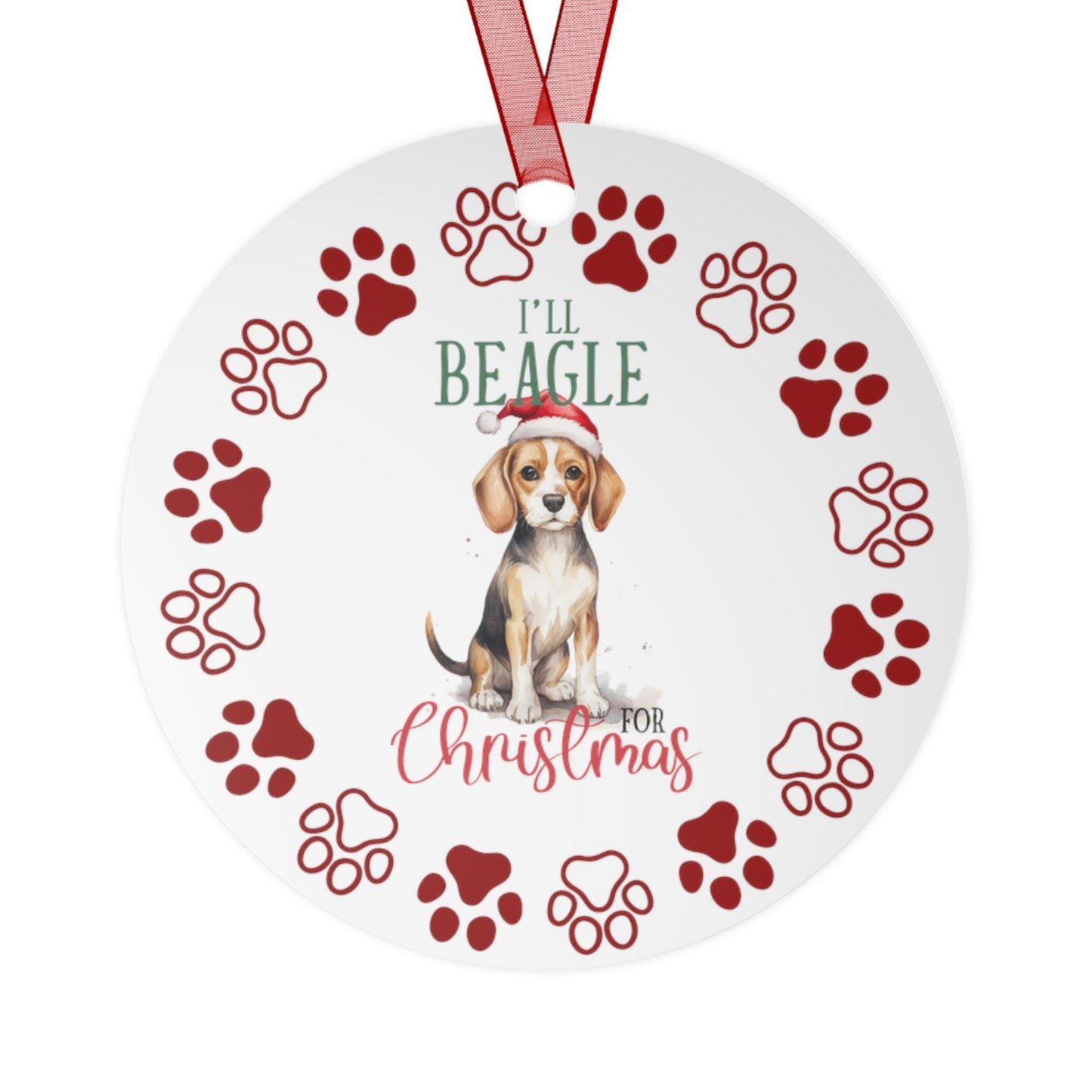 Beagle Dog Metal Ornaments: Double-Sided Festive Ornament for Dog Lovers, Unique Holiday Gift, dog mom, dog dad. Christmas Tree Decor,