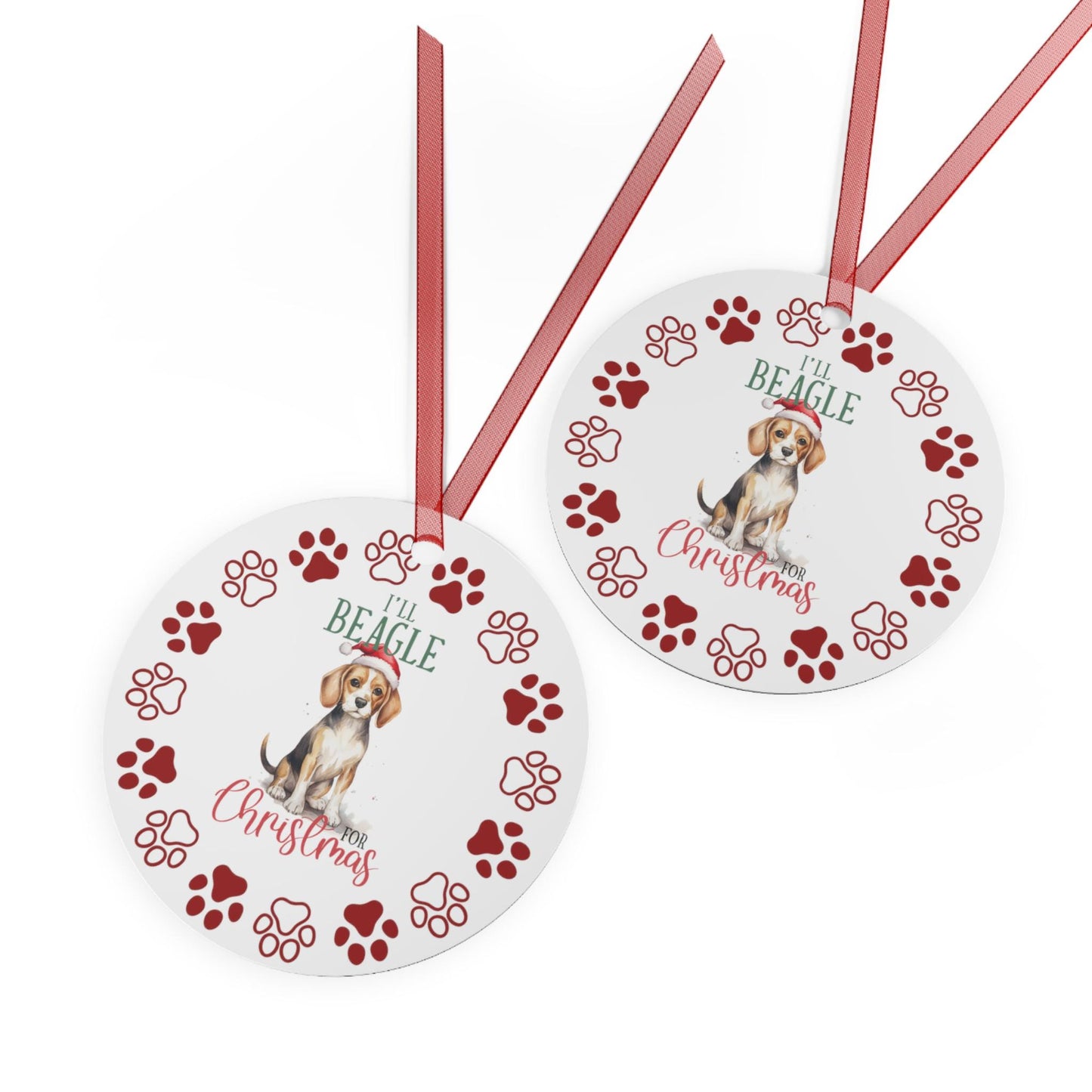 Beagle Dog Metal Ornaments: Double-Sided Festive Ornament for Dog Lovers, Unique Holiday Gift, dog mom, dog dad. Christmas Tree Decor,