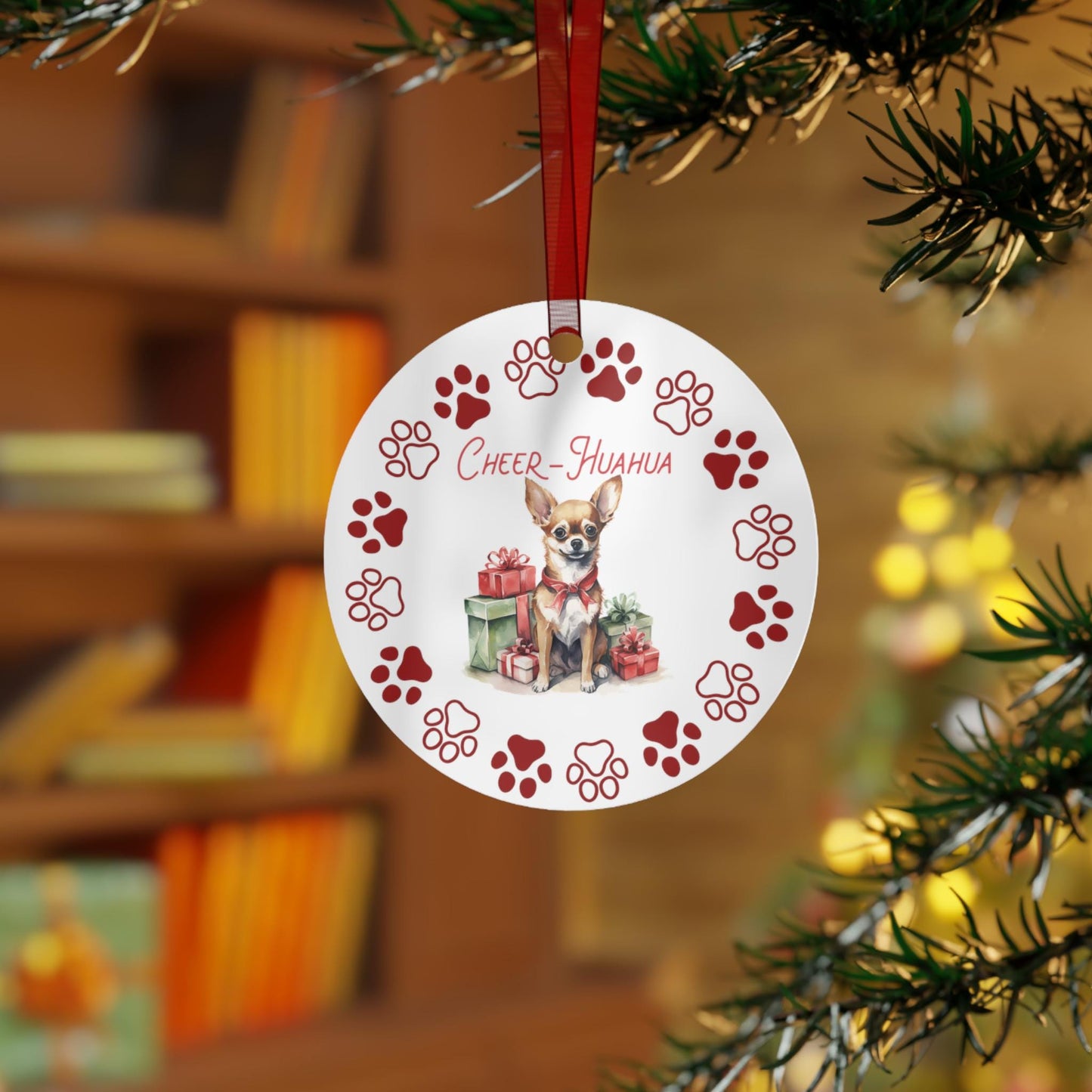 Chihuahua Metal Ornaments: Double-Sided Festive Ornament for Dog Lovers, Unique Holiday Gift, dog mom, Christmas Tree Decor