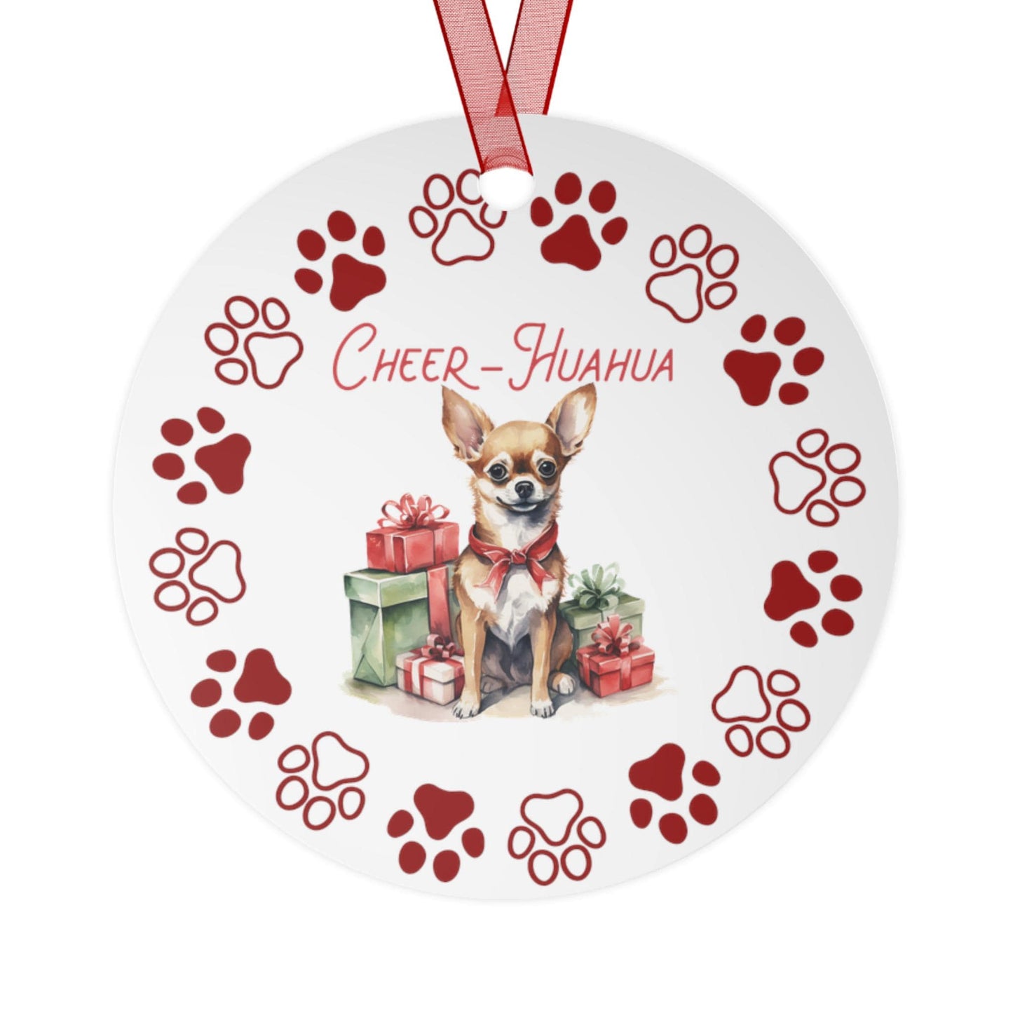 Chihuahua Metal Ornaments: Double-Sided Festive Ornament for Dog Lovers, Unique Holiday Gift, dog mom, Christmas Tree Decor