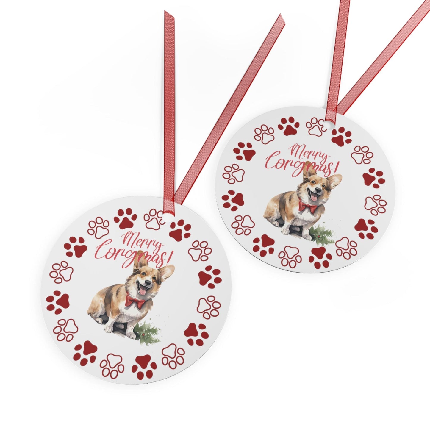 Corgi Metal Ornaments: Double-Sided Festive Ornament for Dog Lovers, Unique Holiday Gift, dog mom,  Christmas Tree Decor,