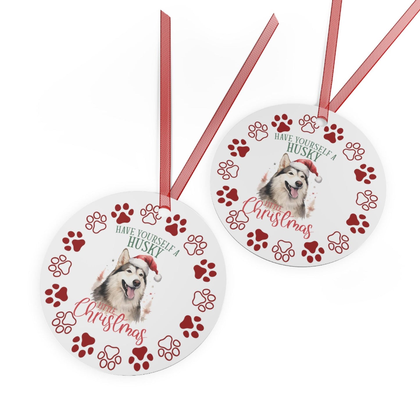 Husky Dog Metal Ornaments: Double-Sided Festive Ornament for Dog Lovers, Unique Holiday Gift, Frenchie dog mom,  Christmas Tree Decor,