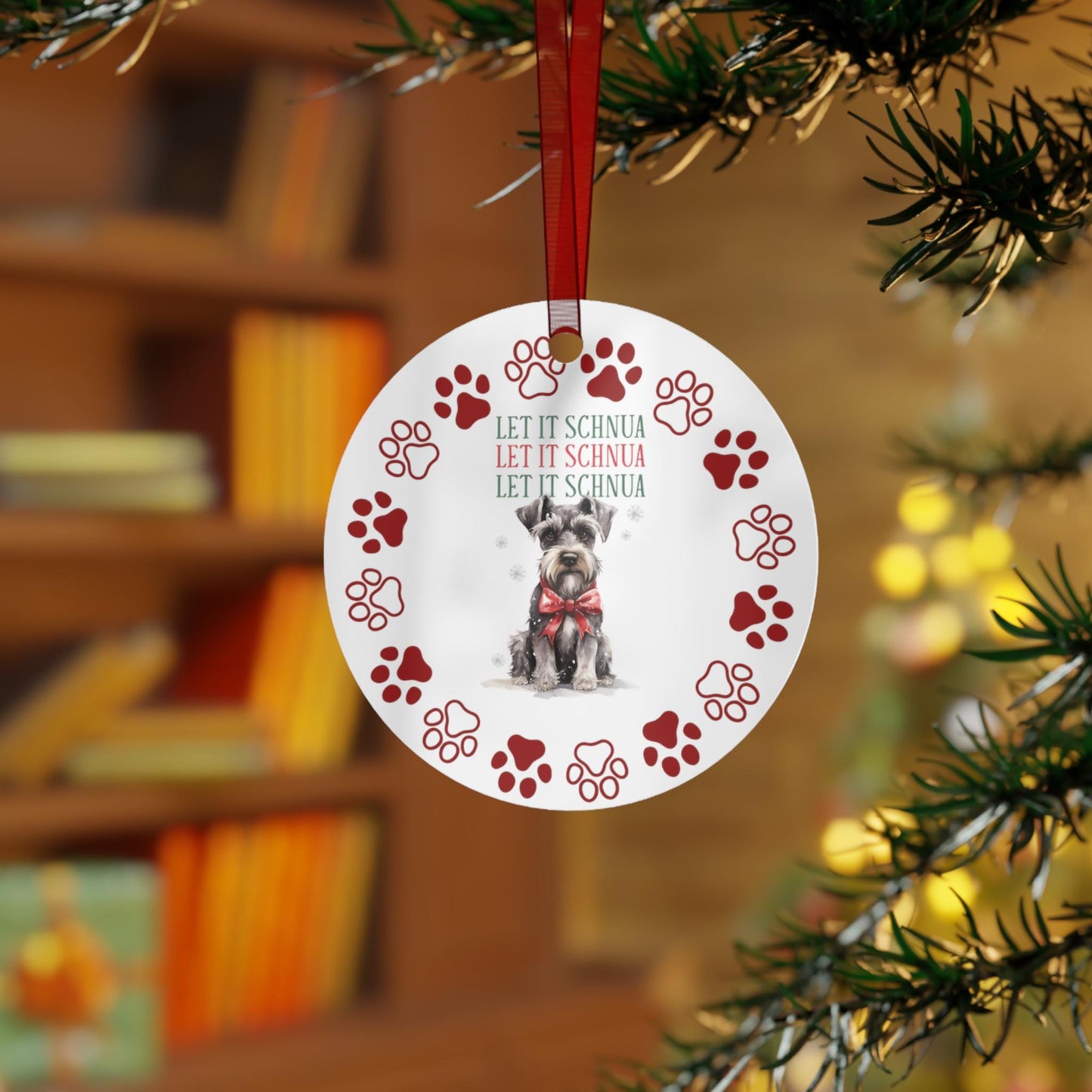 Schnauzer Dog Metal Ornaments: Double-Sided Festive Ornament for Dog Lovers, Unique Holiday Gift, dog mom,  Christmas Tree Decor,