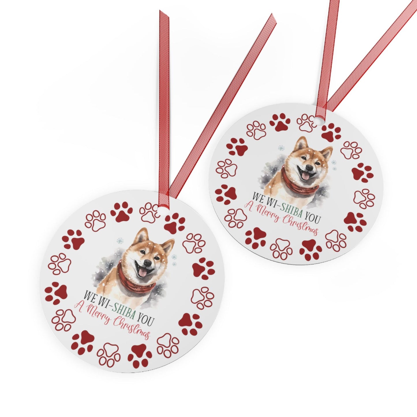 Shiba Dog Metal Ornaments: Double-Sided Festive Ornament for Dog Lovers, Unique Holiday Gift, dog mom, Christmas Tree Decor