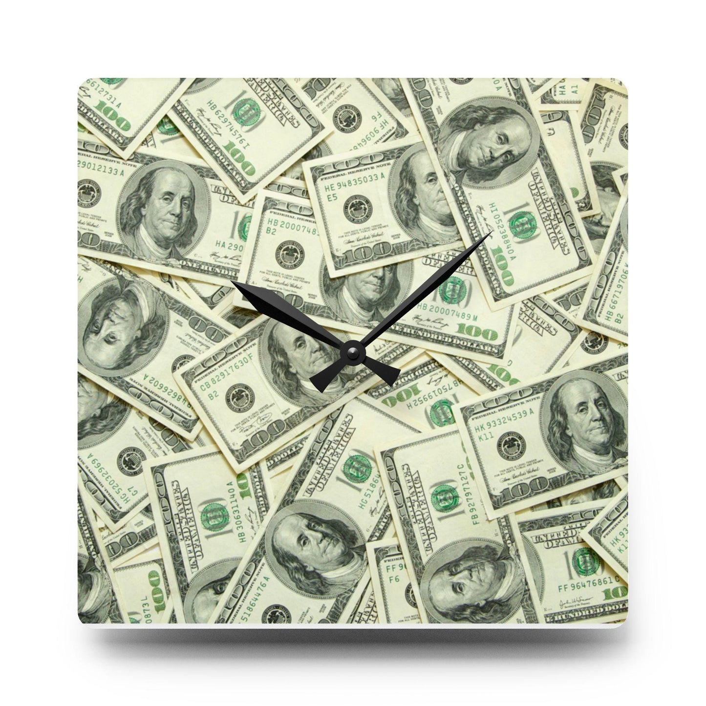 Money Themed Acrylic Wall Clock, Hundred Dollar Bill Design, Modern Home Decor Gift, Unique Wall Art Decor, Cool Office Decor, Sleek Design