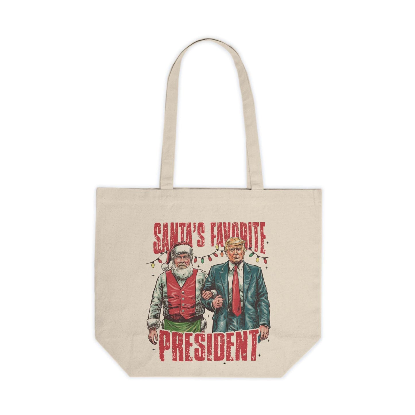 Christmas Canvas Shopping Tote Bag, Festive Gift for Holidays, Reusable Eco-Friendly Santa's Favorite President Design ,TRUMP 2024 MAGA