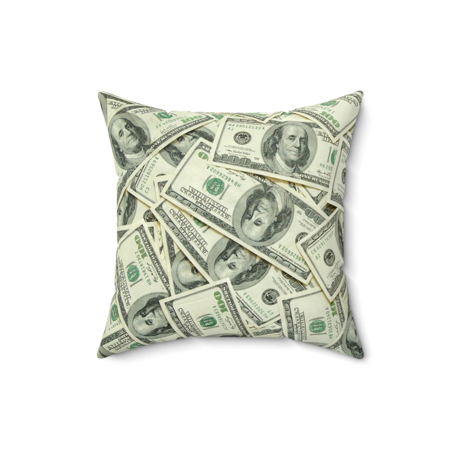 Money Decor Square Pillow for Finance Professionals & Entrepreneurs: Fun Unique Gift for Business Office, Ben Franklin decor, 100