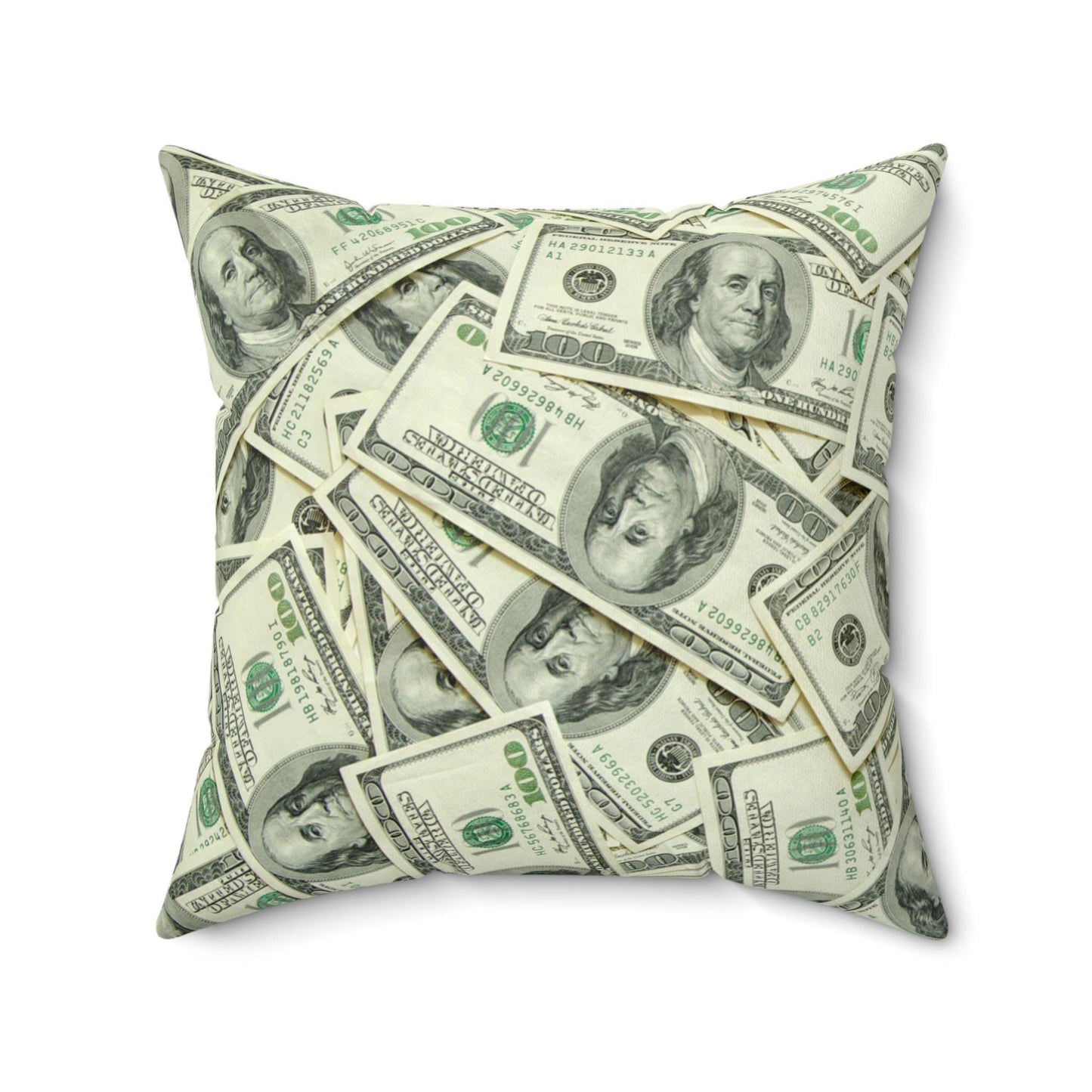 Money Decor Square Pillow for Finance Professionals & Entrepreneurs: Fun Unique Gift for Business Office, Ben Franklin decor, 100