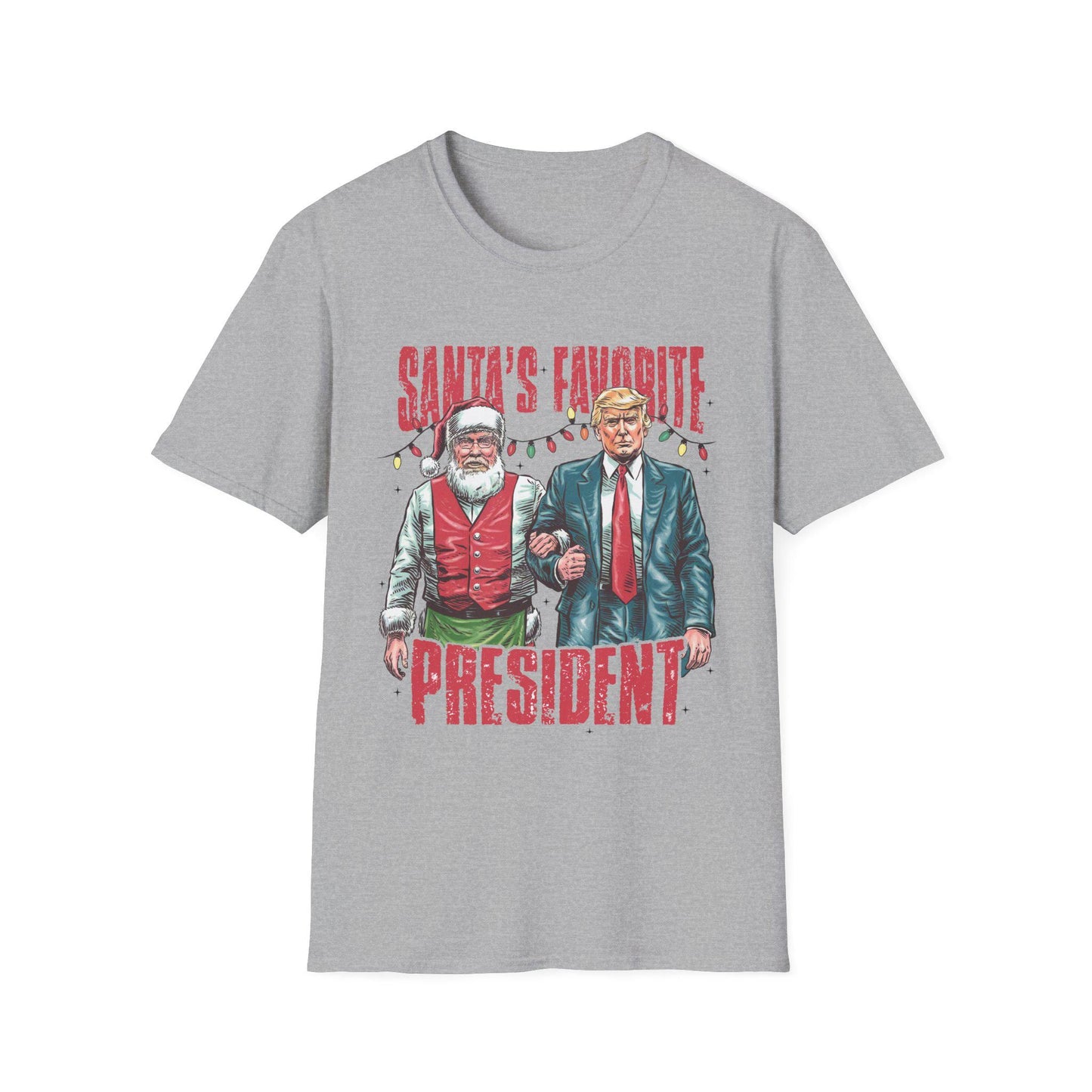 Santa's Favorite President Shirt: Unisex Softstyle T-Shirt, Cute X-mas Fashion, Funny Trump Christmas Party, Santa Claus Tee